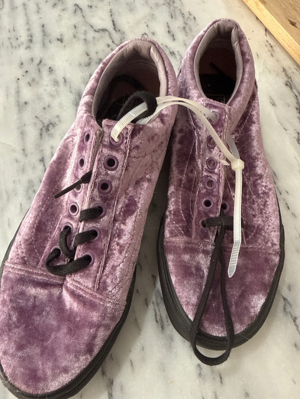 Lavender velvet Vans tennis shoes